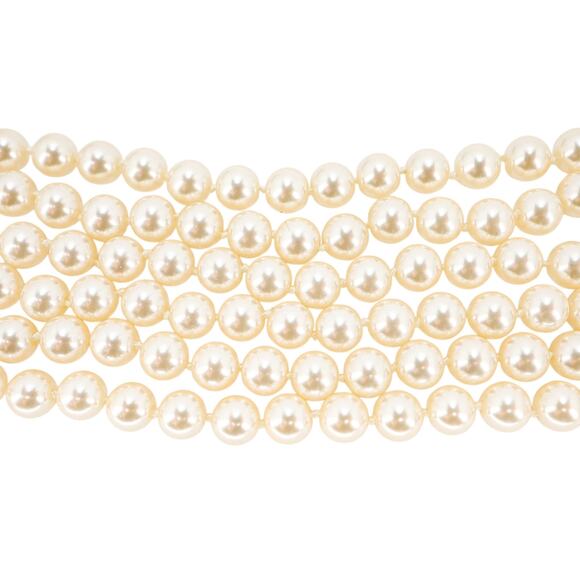 NOS - Classic Triple-Strand Faux Pearl Choker Necklace with Rhinestone Clasp - Picture 8 of 10